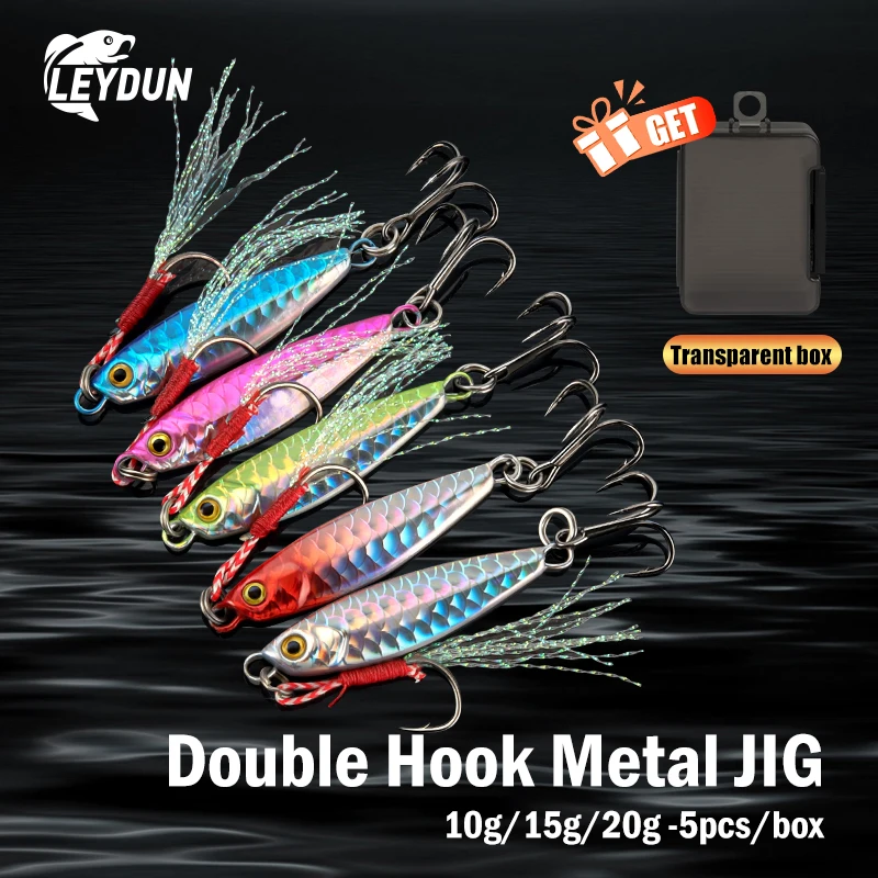 Kit 5 Jigs Metálicos LEYDUN - Pesca de Costa y Barco